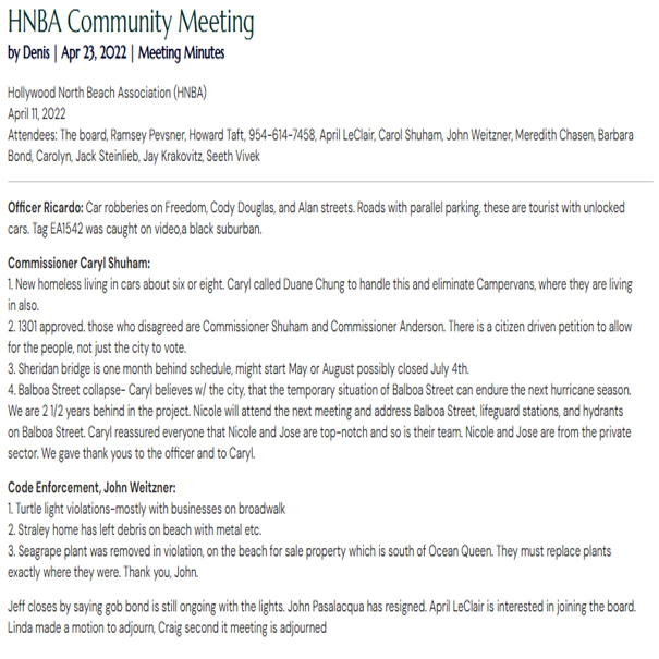 April 11, 2022: HNBA Community Meeting